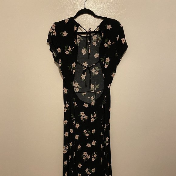 Floral Long Dress with high slit and tie back - Picture 6 of 7